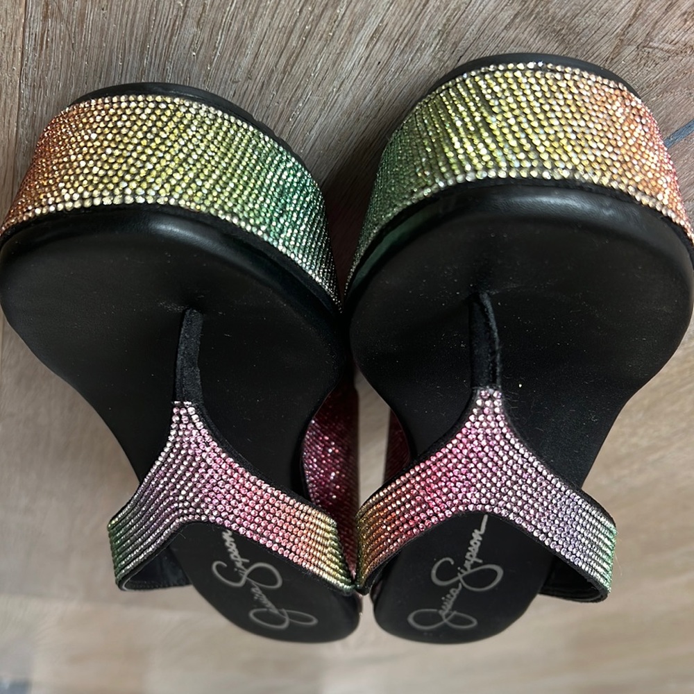 Rainbow thong wedges